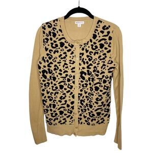 MERONA / leopard cheetah print button up cardigan sweater / S